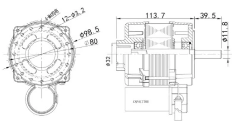 The size reference blower motor for the heater